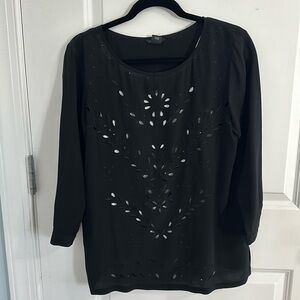 Club Monaco Silk Laser Cut Embroidered Shirt- Size Small